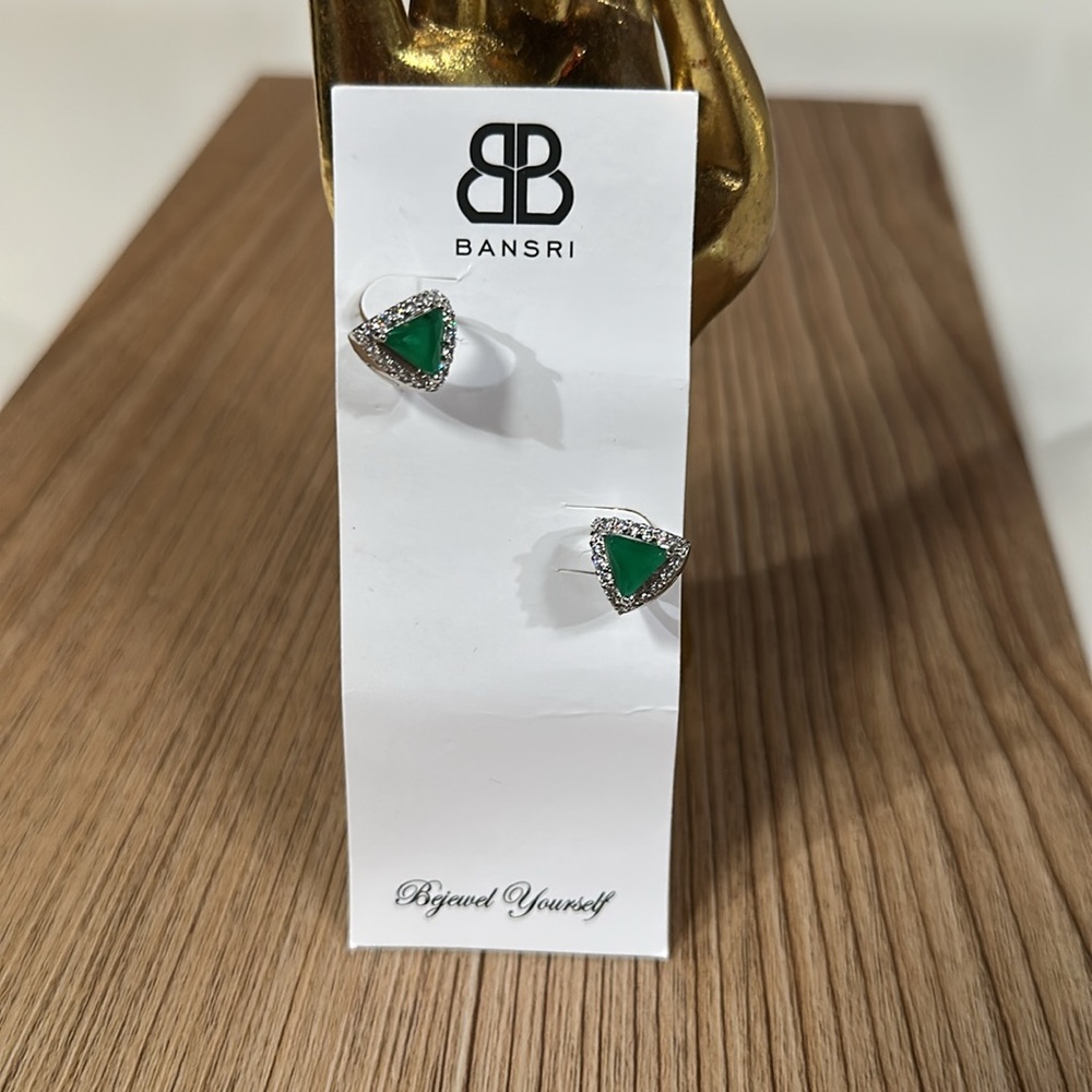 BANSRI Green and Silver Hoop Earrings
